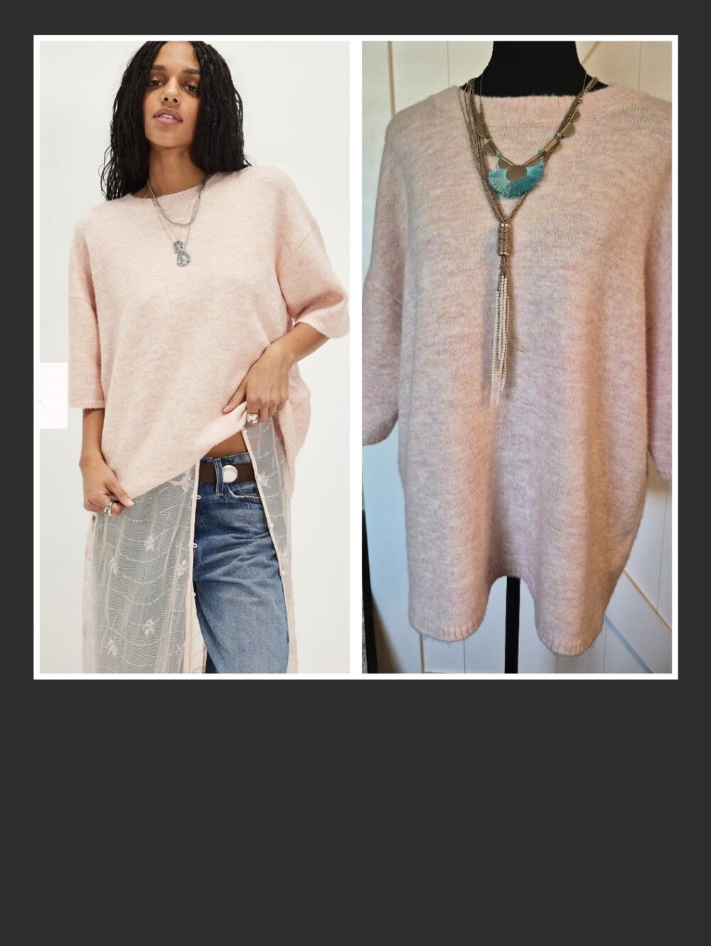 FREE PEOPLE Margot SoftSpun Pink Sweater Tee (Crystal Rose)- Size Small